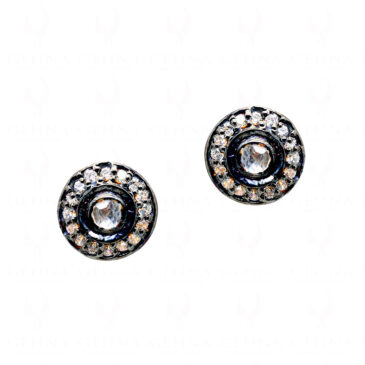 White Sapphire Gemstone Studded Earrings In 925 Sterling Silver Se011059