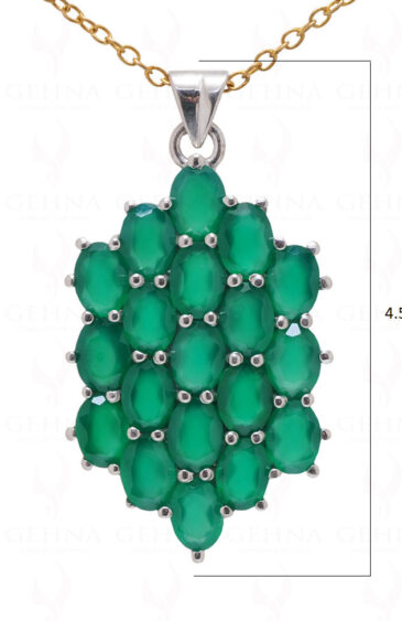 Green Jade Oval Shape Gemstone 925 Silver Pendant SP02-1059