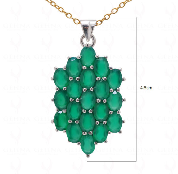 Green Jade Oval Shape Gemstone 925 Silver Pendant SP02-1059