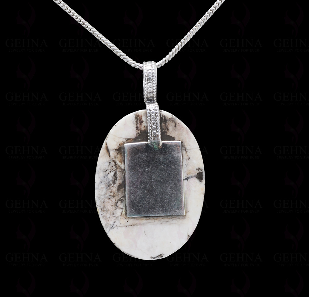 Howlite & Rainbow Moonstone Gemstone 925 Sterling Silver Pendant Sp031059