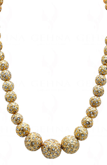 Pearl Studded Jadau Ball Necklace & Earring Set Ln011060