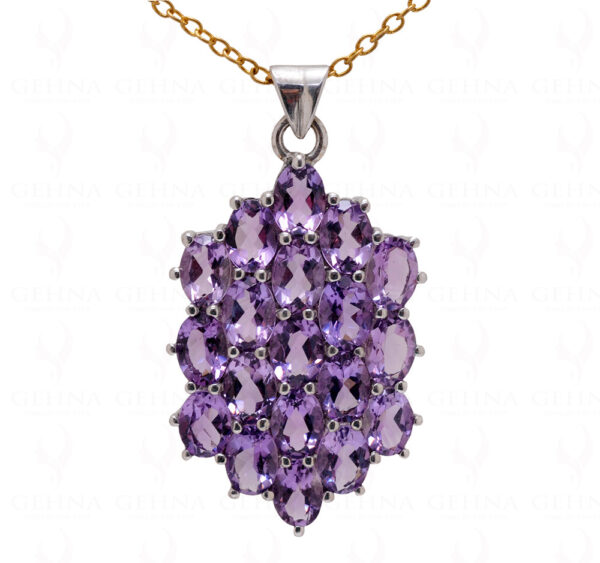 Amethyst Oval Shape Gemstone 925 Silver Pendant SP02-1060