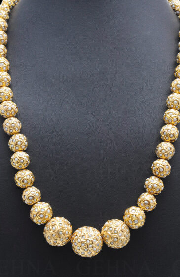 Pearl Studded Jadau Ball Necklace & Earring Set Ln011060