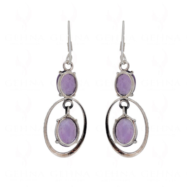 Amethyst Round Shaped Gemstone Studded 925 Sterling Silver Earrings  SE04-1060