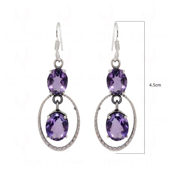 Amethyst Round Shaped Gemstone Studded 925 Sterling Silver Earrings  SE04-1060