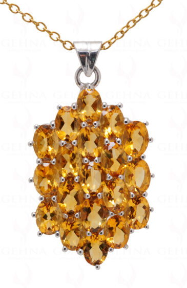 Citrine Oval Shape Gemstone 925 Silver Pendant SP02-1061