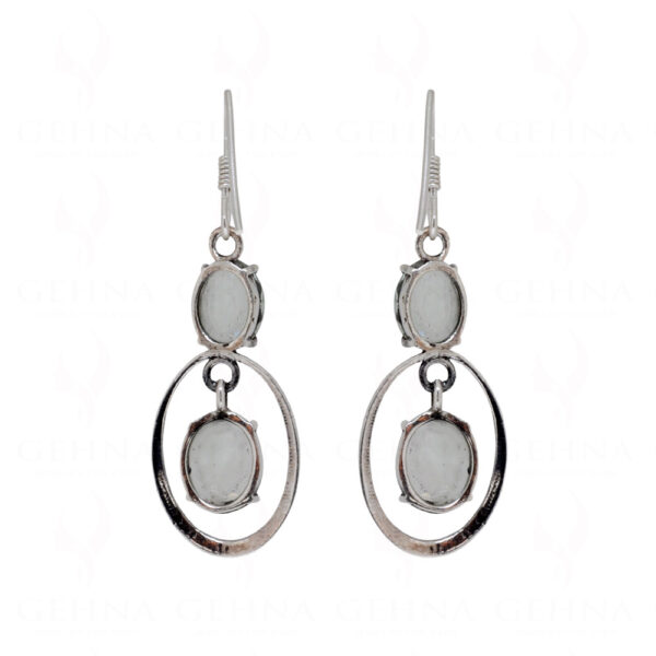 Aquamarine Round Shaped Gemstone Studded 925 Solid Silver Earrings SE04-1061