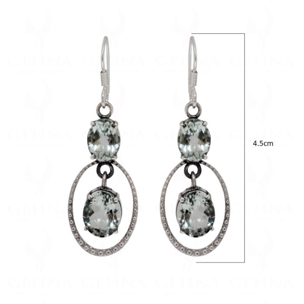 Aquamarine Round Shaped Gemstone Studded 925 Solid Silver Earrings SE04-1061