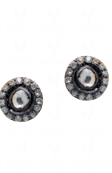 Sapphire Gemstone Studded With Antique Polish 925 Silver Earrings Se011062