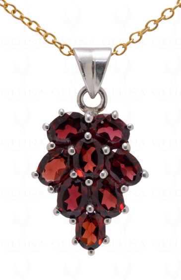 Red Garnet Oval Shape Gemstone 925 Silver Pendant SP02-1062