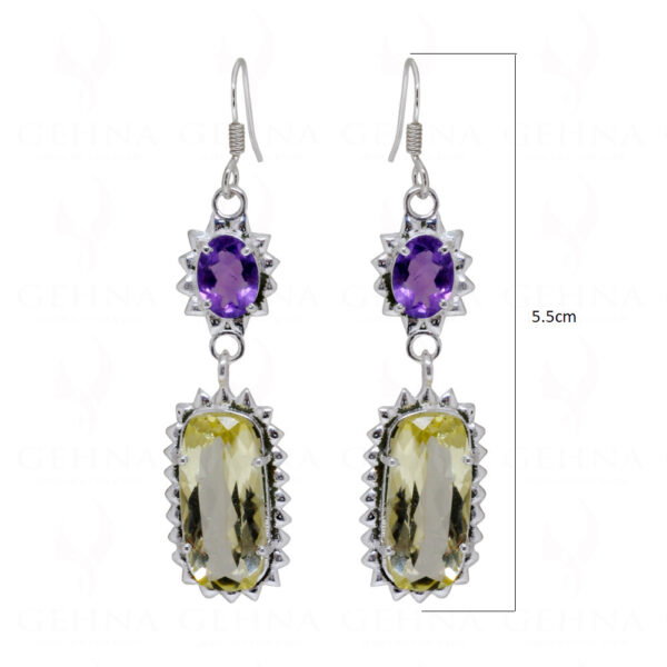 Lemon Topaz & Amethyst Gemstone 925 Sterling Silver Earrings  SE04-1063