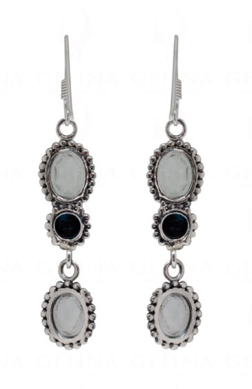 Turquoise & Aquamarine Gemstone Studded 925 Sterling Silver Earrings SE04-1064