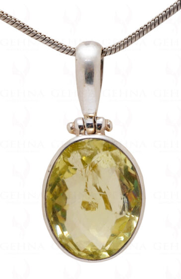 Lemon Topaz Oval Shape Gemstone 925 Silver Pendant SP02-1066