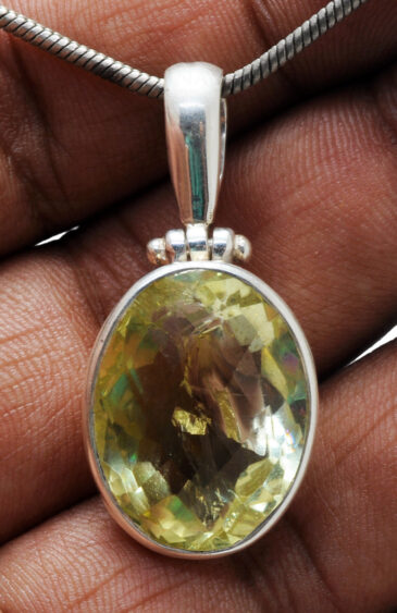 Lemon Topaz Oval Shape Gemstone 925 Silver Pendant SP02-1066