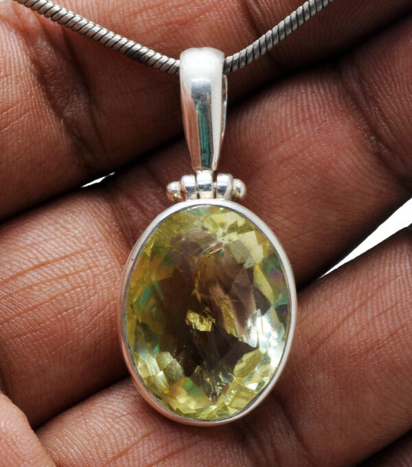 Lemon Topaz Oval Shape Gemstone 925 Silver Pendant SP02-1066