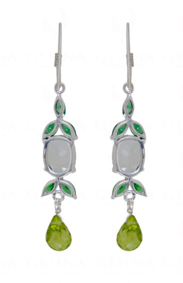 Aquamarine & Peridot Gemstone Studded 925 Sterling Silver Earrings SE04-1067