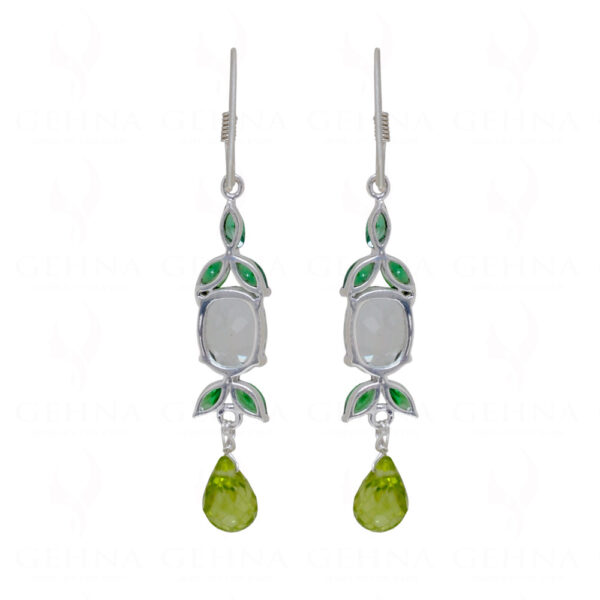 Aquamarine & Peridot Gemstone Studded 925 Sterling Silver Earrings SE04-1067