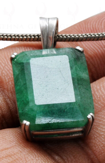 Sakota Mines Emerald Gemstone 925 Silver Pendant SP02-1067