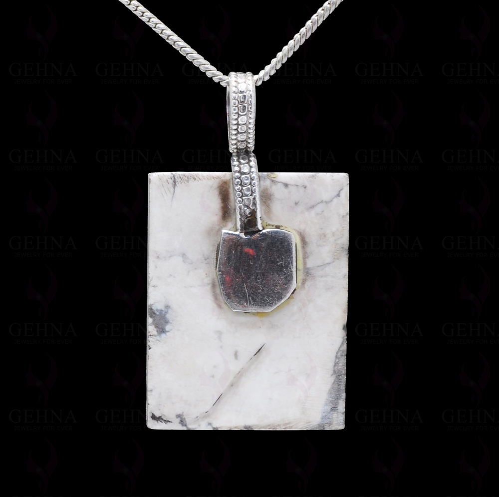 Amethyst & Howlite Gemstone Studded 925 Sterling Silver Pendant Sp031067