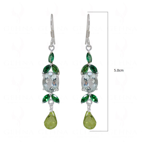 Aquamarine & Peridot Gemstone Studded 925 Sterling Silver Earrings SE04-1067