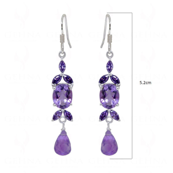 Amethyst Teardrop Shaped Gemstone Studded 925 Silver Earrings SE04-1068