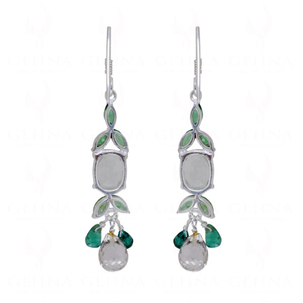 Aquamarine & T-Savorite Gemstone Studded 925 Sterling Silver Earrings SE04-1069