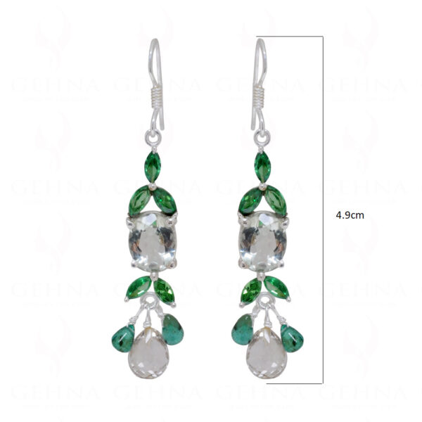 Aquamarine & T-Savorite Gemstone Studded 925 Sterling Silver Earrings SE04-1069