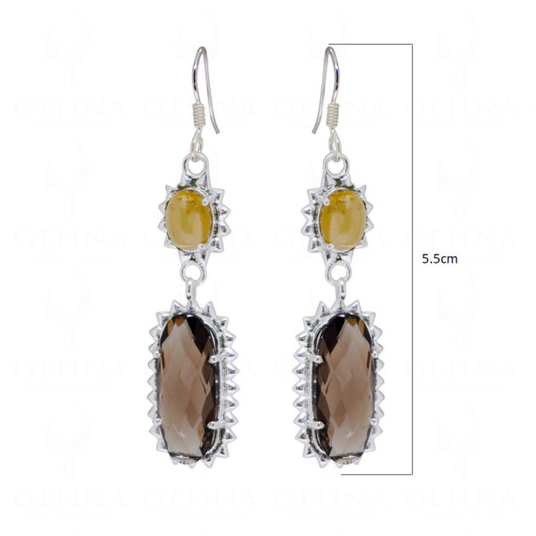 Smoky & Citrine Gemstone Studded 925 Sterling Silver Earrings SE04-1070