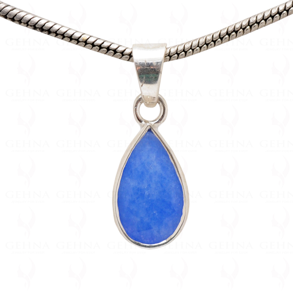 Blue Chalcedony Pear Shape Gemstone 925 Silver Pendant SP02-1071