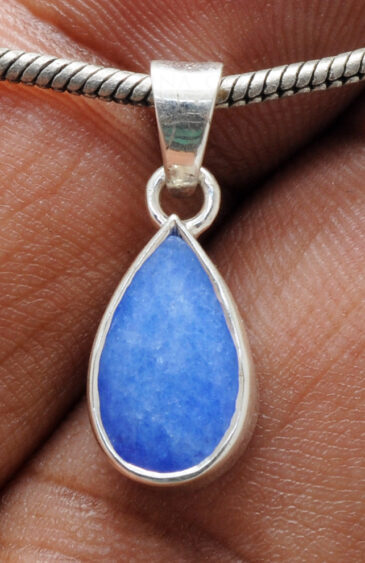 Blue Chalcedony Pear Shape Gemstone 925 Silver Pendant SP02-1071