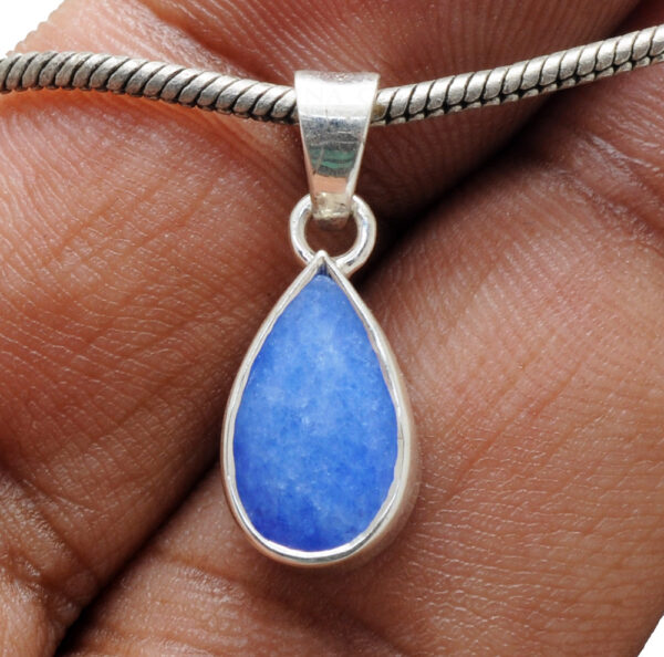 Blue Chalcedony Pear Shape Gemstone 925 Silver Pendant SP02-1071