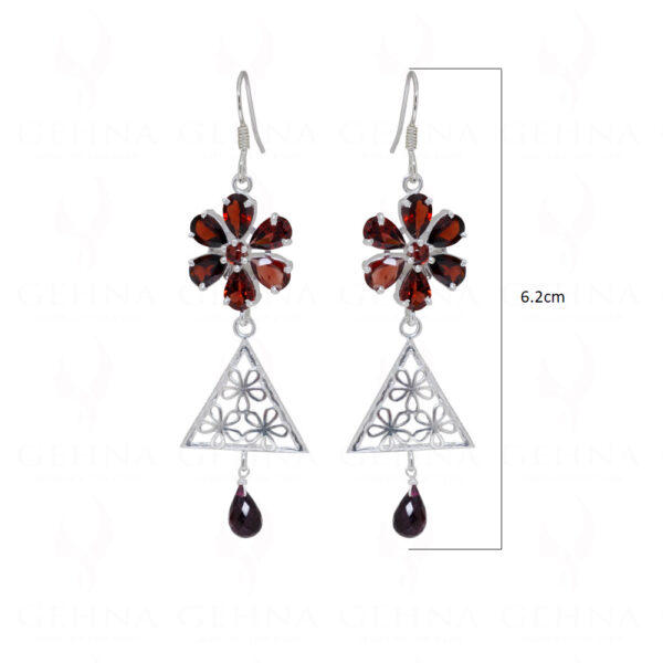 Red Garnet Teardrop Shaped Gemstone Studded 925 Sterling Earrings SE04-1071