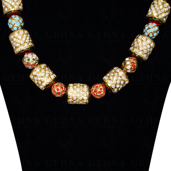 Multi Color Stone Studded Jadau Ball Necklace & Earring Set Ln011072