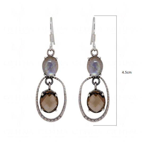 Labradorite & Smoky Gemstone Studded 925 Sterling Silver Earrings SE04-1072