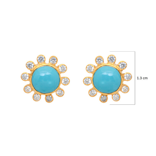 Turquoise & Topaz Gemstone Studded Handmade 925 Silver Earrings Se011072