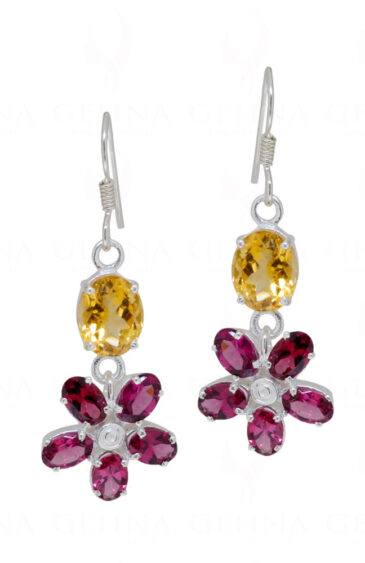 Tourmaline & Citrine Gemstone Studded 925 Silver Earrings SE04-1073