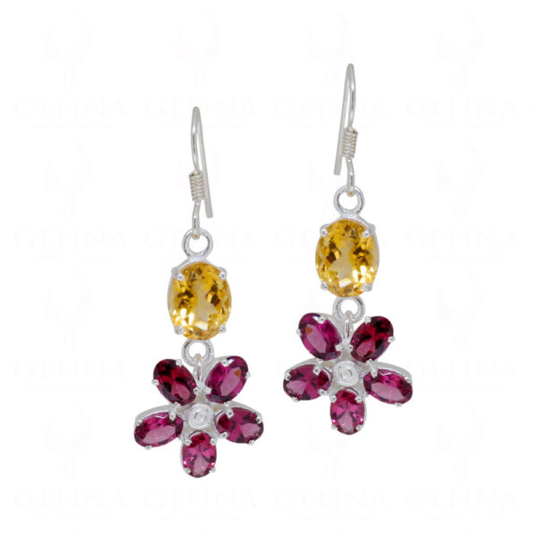 Tourmaline & Citrine Gemstone Studded 925 Silver Earrings SE04-1073