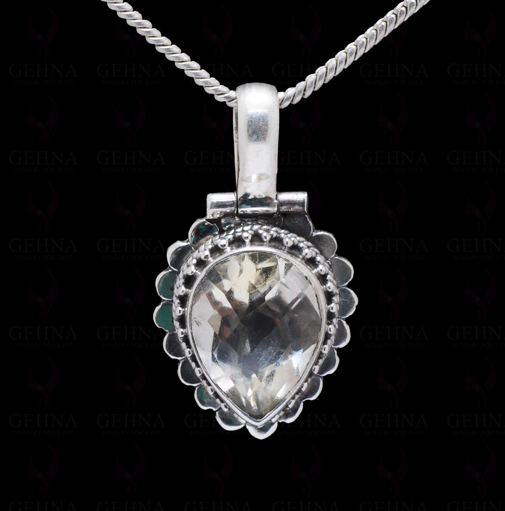 Citrine Pear Shape Gemstone Studded 925 Sterling Silver Pendant Sp031073