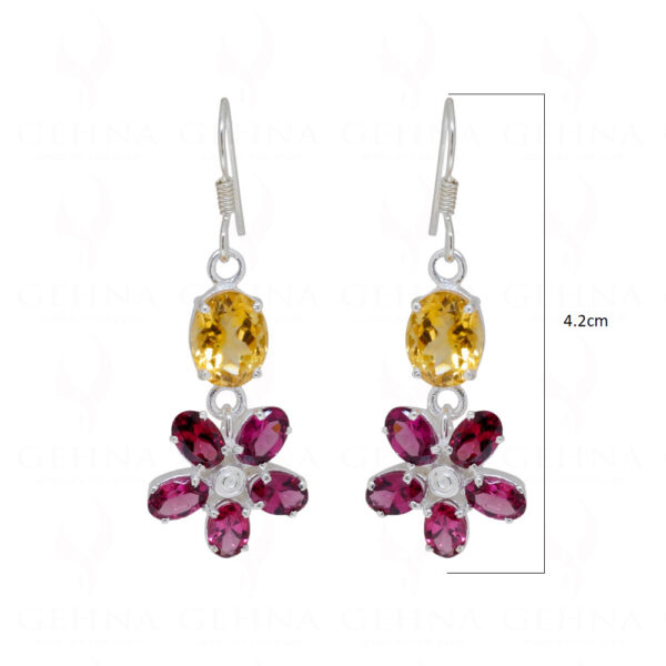 Tourmaline & Citrine Gemstone Studded 925 Silver Earrings SE04-1073