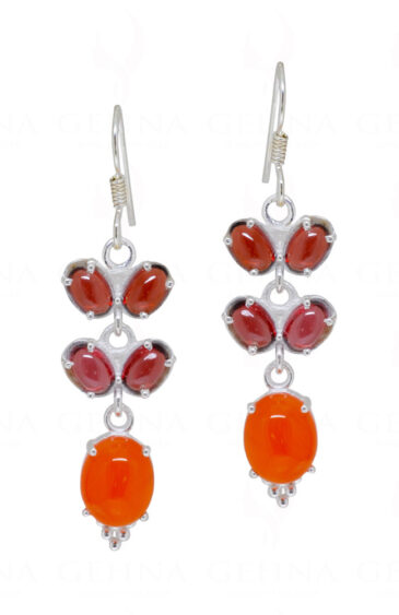 Garnet & Carnelian Gemstone Knotted With 925 Sterling Silver Earrings SE04-1074