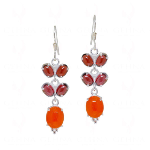 Garnet & Carnelian Gemstone Knotted With 925 Sterling Silver Earrings SE04-1074