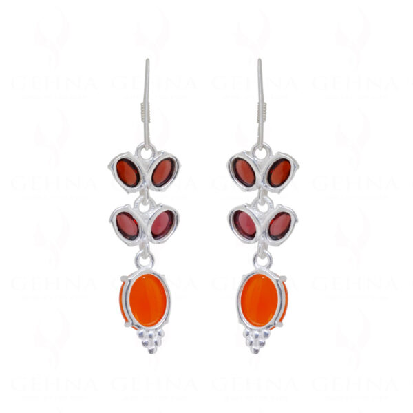 Garnet & Carnelian Gemstone Knotted With 925 Sterling Silver Earrings SE04-1074