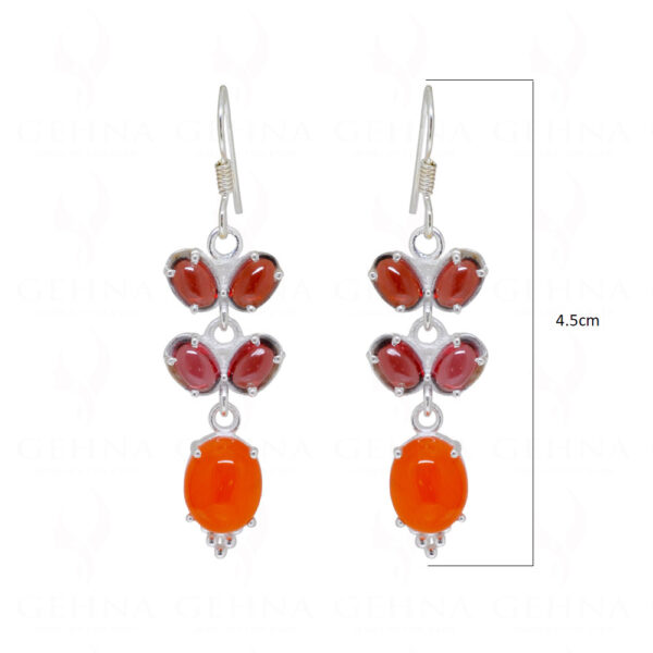 Garnet & Carnelian Gemstone Knotted With 925 Sterling Silver Earrings SE04-1074