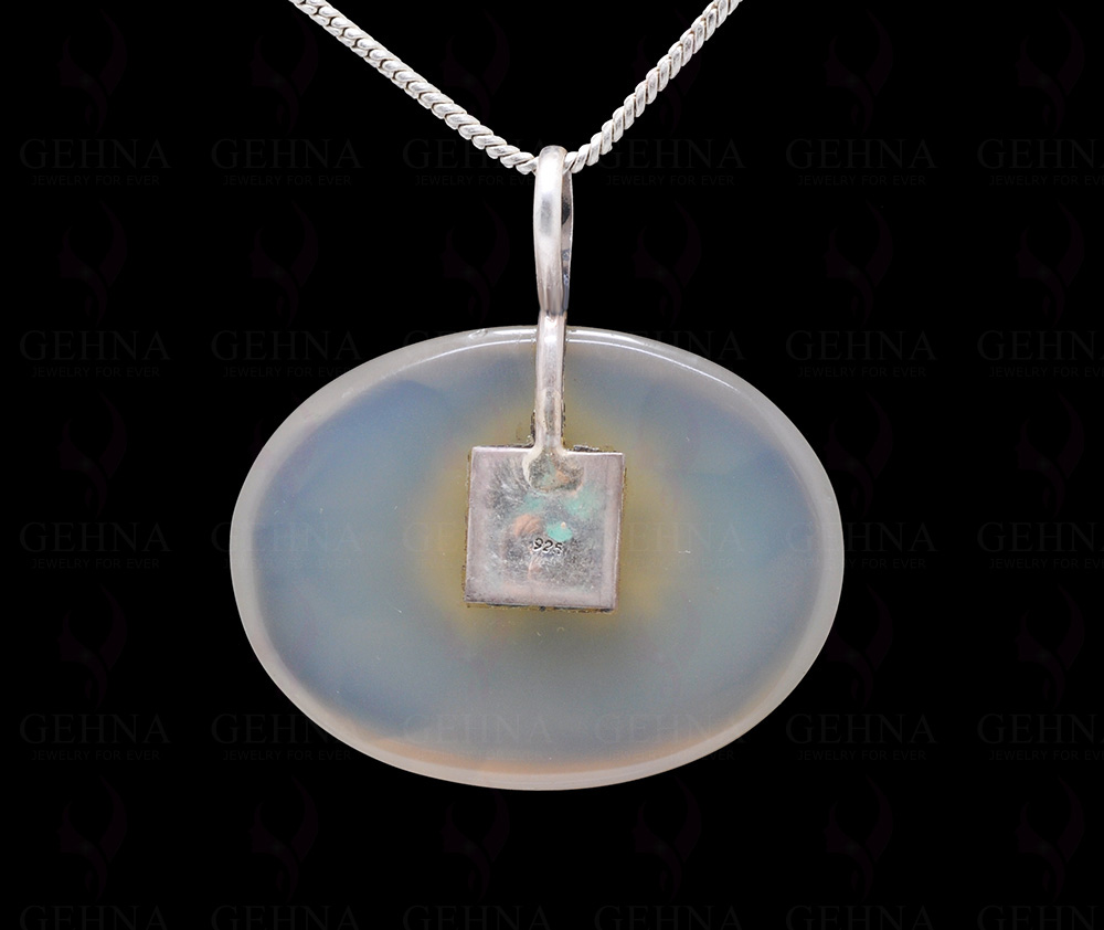 Chalcedony Gemstone Studded 925 Sterling Silver Pendant Sp031075