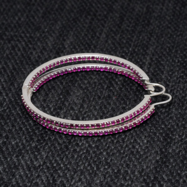 Ruby Gemstone Studded Hoop Style Beautiful 925 Sterling Silver Earrings Se011075