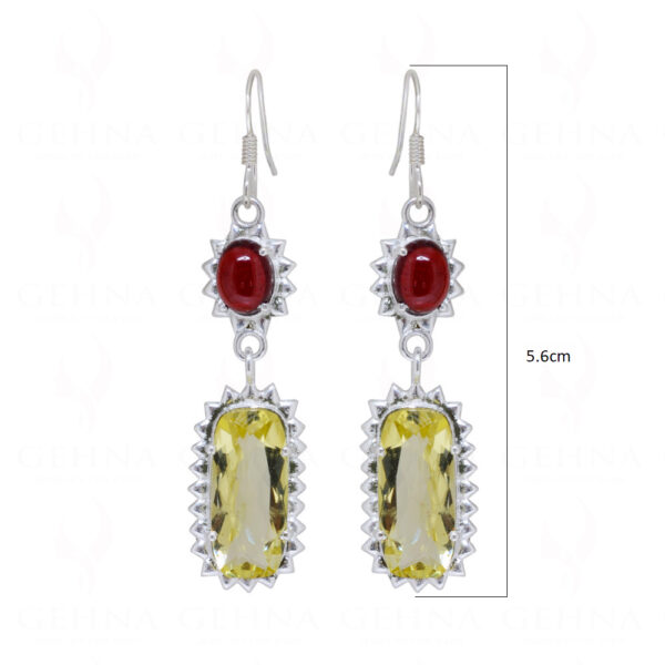 Garnet & Lemon Topaz Gemstone Studded 925 Sterling Silver Earrings  SE04-1076