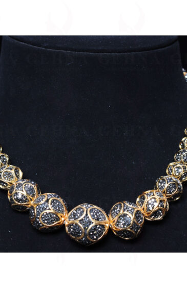 Antique Looking Victorian Style Jadau Ball Necklace & Earring Set Ln011077