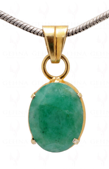 Emerald Oval Shape Gemstone 925 Silver Pendant SP02-1077
