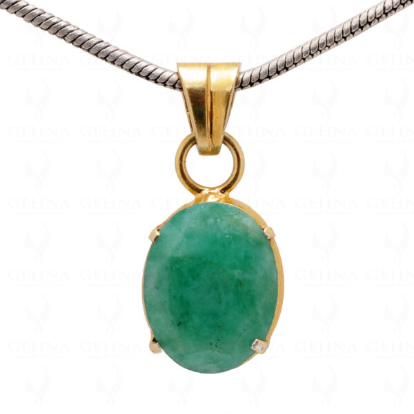 Emerald Oval Shape Gemstone 925 Silver Pendant SP02-1077