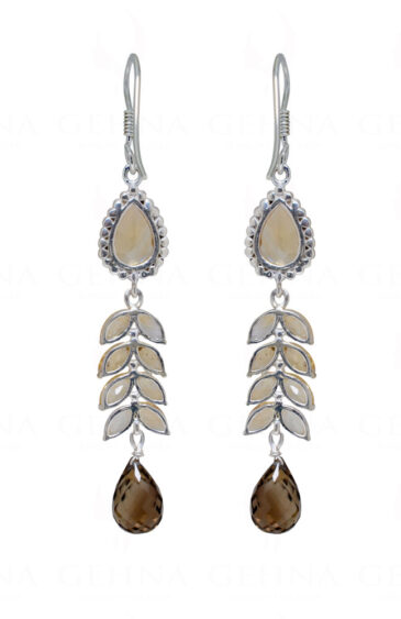 Citrine & Smoky Gemstone Studded 925 Sterling Silver Earrings SE04-1077